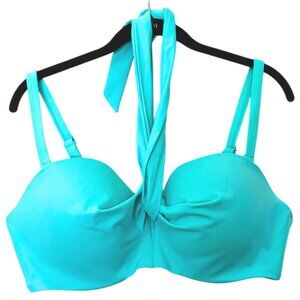 Swimsuits for All | Teal Crisscross Bandeau Underwire Wrap Bikini Top | 18 D/DD